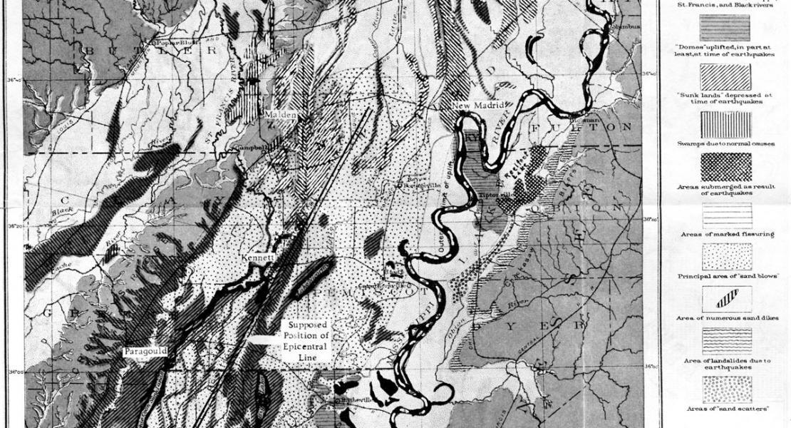 topographic features caused by the New Madrid earthquakes