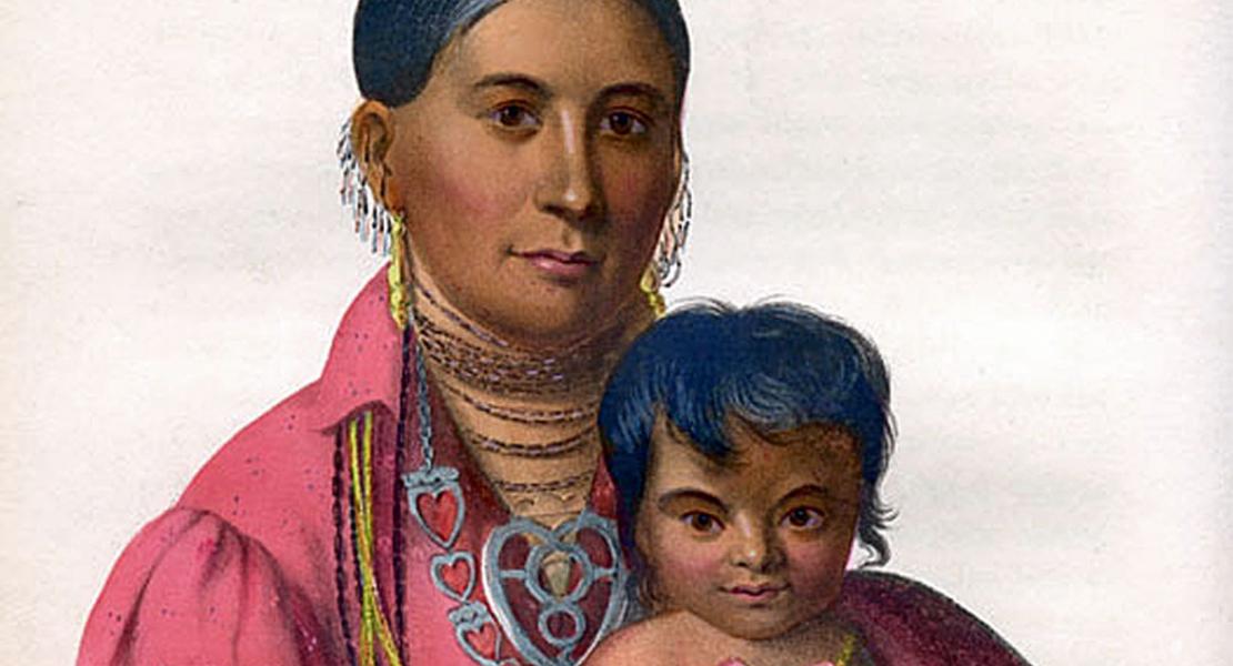 Mo-Hon-Go (Sacred Sun), an Osage woman, and her child. [State Historical Society of Missouri, Image Collection, 021180]