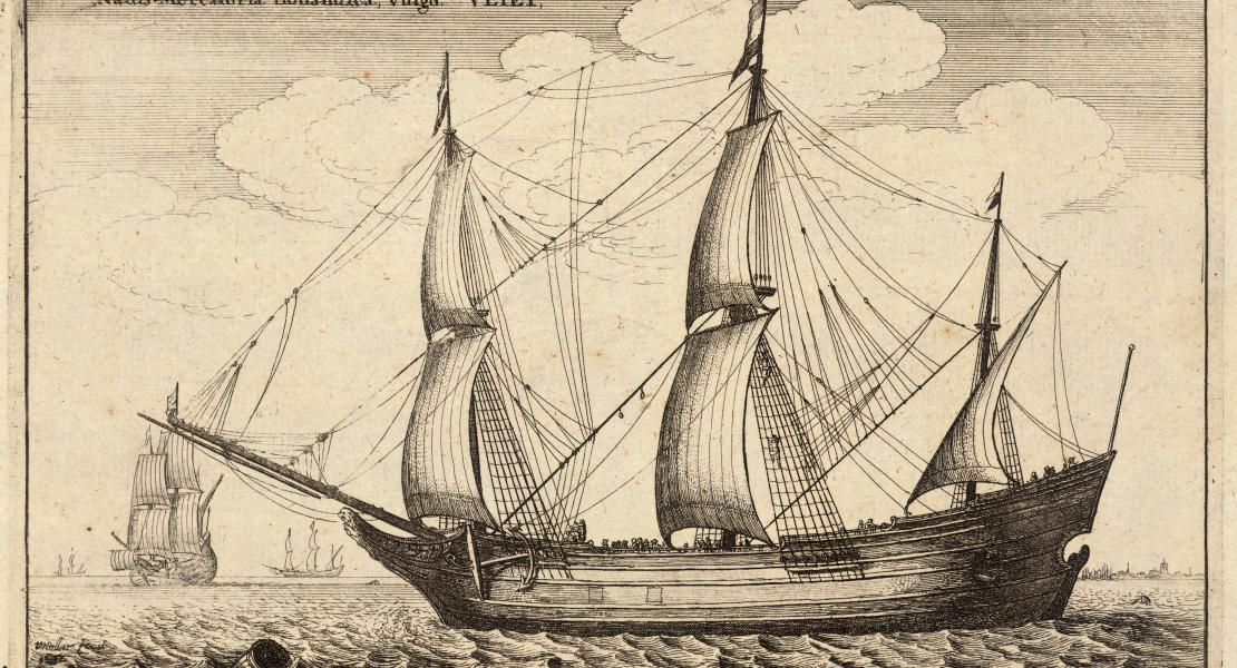 An illustration of a flute. Marie-Claire Catoire crossed the Atlantic on a ship of this type. [University of Toronto, Wenceslaus Hollar Collection, Hollar_k_1166]