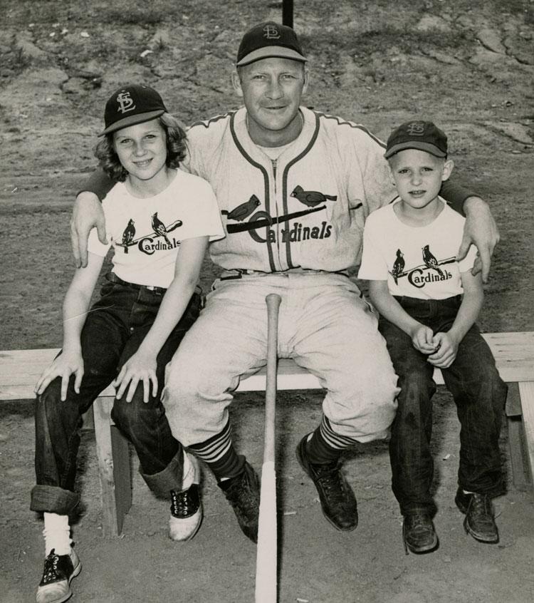 Cardinal Baseball Player George [Whitey] Kurowski with young fans