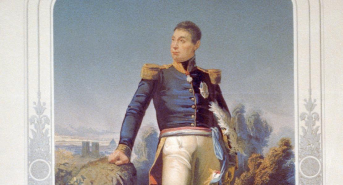 print illustration of the Marquis de Lafayette 