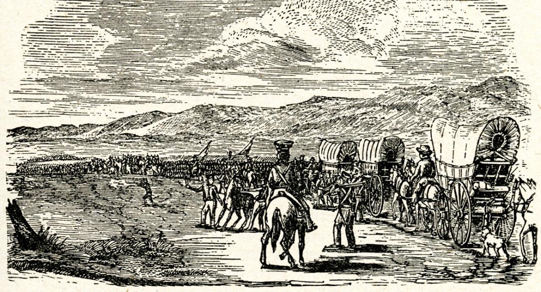 This illustration of the First Missouri Volunteers, first published in 1847, appeared in subsequent histories of their epic march into Mexico.