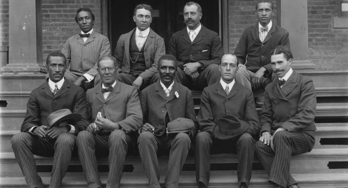 Carver (front row, center) with his Tuskegee colleagues. [Library of Congress, Prints and Photographs Division, LC-DIG-ppmsca-05633 DLC]