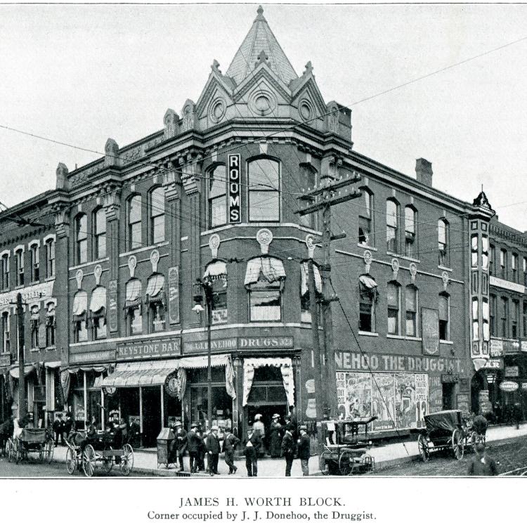 The House of Lords, whose sign is visible on the left, was part of the James H. Worth block in downtown Joplin. [Courtesy of Kimberly Harper]