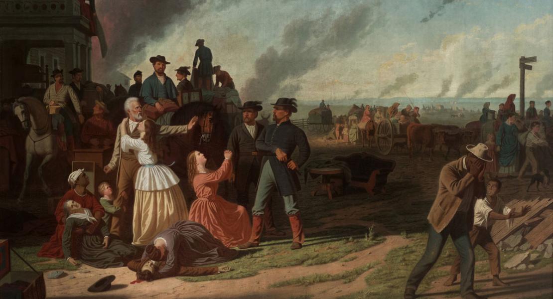 George Caleb Bingham’s depiction of the violence and tragedy of the Missouri-Kansas border war in his iconic painting Order No. 11. [State Historical Society of Missouri Art Collection, 1945.0003]