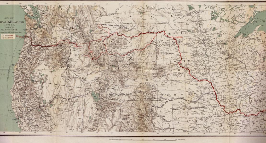 A late nineteenth-century map of the route taken by the Corps of Discovery. [State Historical Society of Missouri, Map Collection, 800.4 C830]