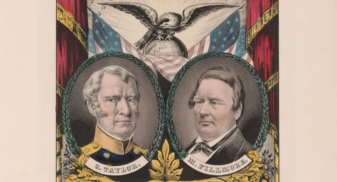 The Whig Party’s national ticket in 1848 included presidential candidate Zachary Taylor and vice presidential candidate Millard Fillmore. [Library of Congress, Prints and Photographs Division, LC-DIG-pga-09004]
