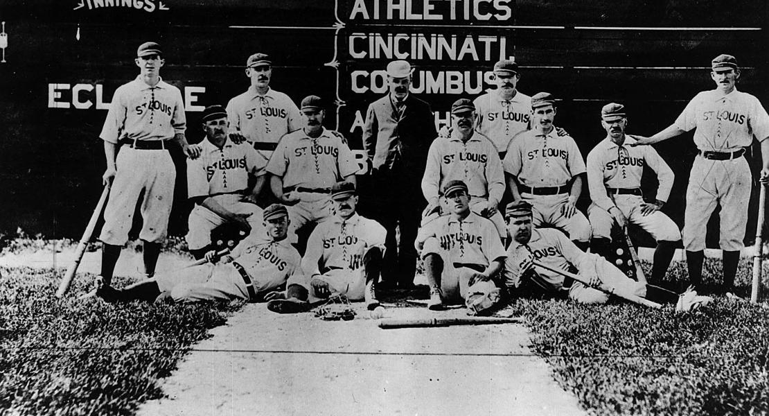 The 1885 St. Louis Browns, Von der Ahe’s and St. Louis’s first baseball champions. [State Historical Society of Missouri, Floyd C. Shoemaker Collection, P0341-023987-2]   