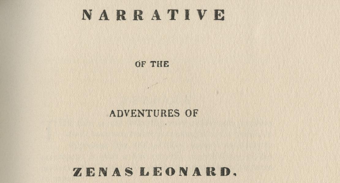 A facsimile of the title page in the first edition of Zenon Leonard’s narrative about his experiences. [Adventures of Zenon Leonard (Cleveland: Burrows Brothers Co., 1904)]