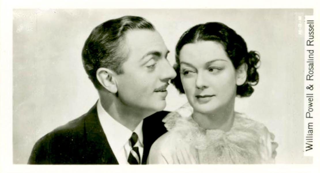 Powell with actress Rosalind Russell, who costarred with him in the 1935 spy film Rendezvous. [New York Public Library Digital Collections, George Arents Collection, 1567280]
