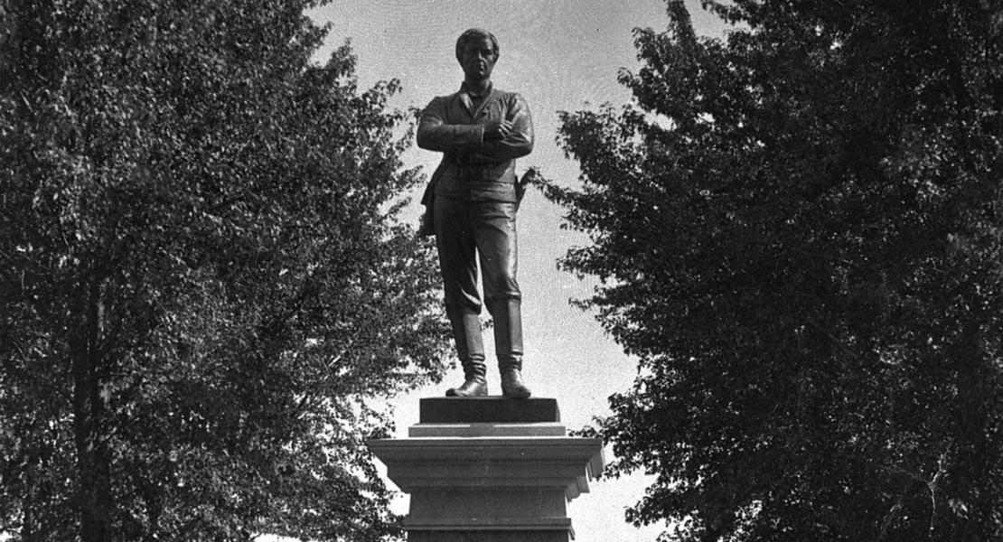 A monument to Sterling Price was dedicated at the Springfield National Cemetery in 1901. [State Historical Society of Missouri, Martin F. Schmidt Photograph Collection, P0885-025143]
