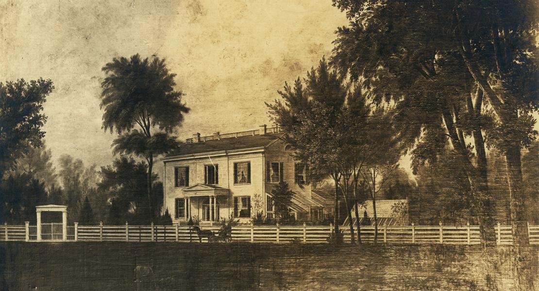 “Hazelwood,” William C. Carr’s residence in St. Louis, built circa 1830. [Missouri Historical Society, St. Louis, Photographs and Prints Collection, N33574]