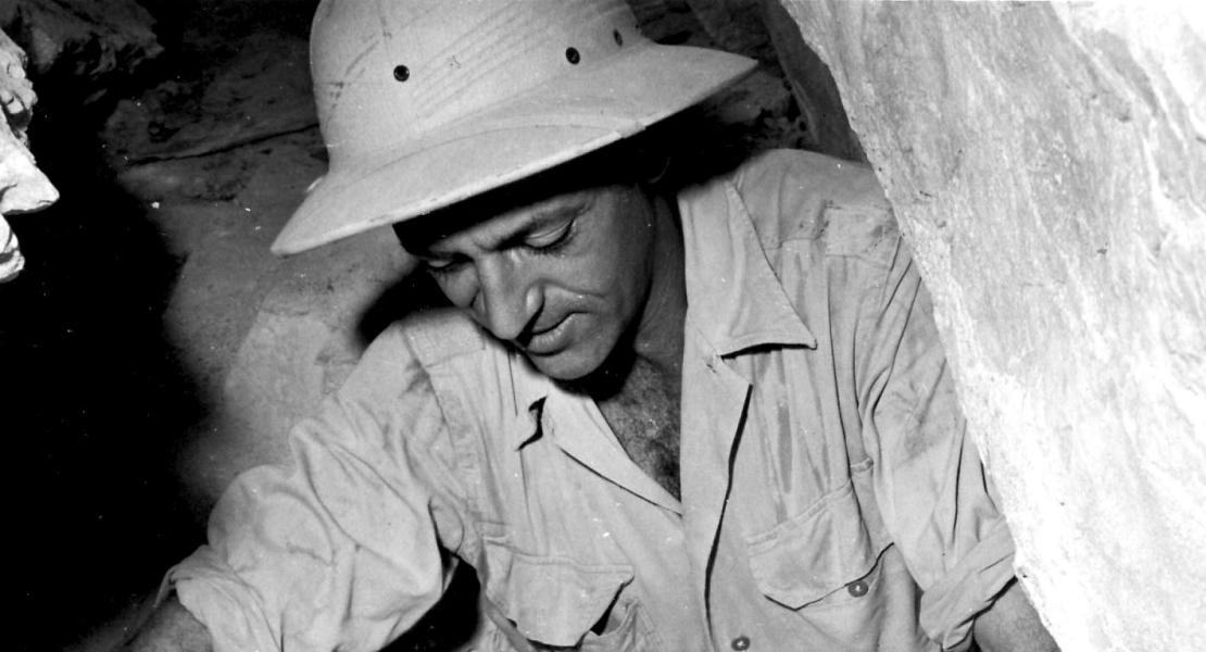 Carl Chapman at an unidentified archaeological site. [University of Missouri, Museum of Anthropology and American Archaeology Division, 23SN202-2]