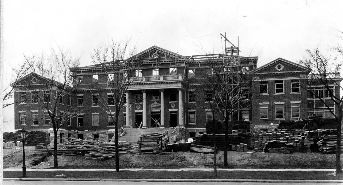 Children’s Mercy Hospital under construction in the spring of 1917. The hospital opened on November 27, 1917. [State Historical Society of Missouri, George A. Fuller Company Photograph Collection, K0080-23-01]