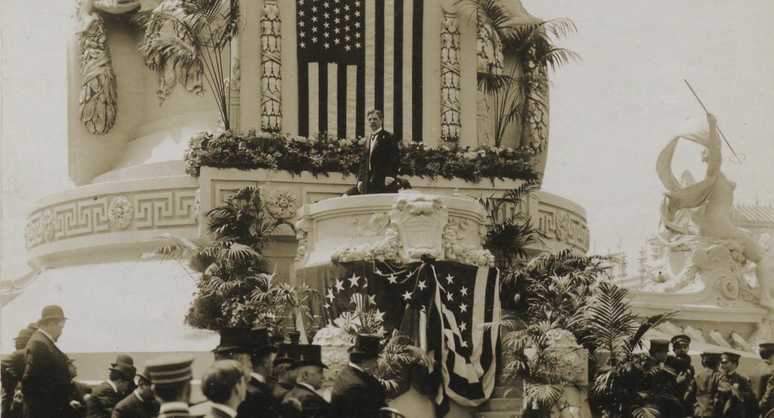 Rolla Wells speaking at the opening of the St. Louis World’s Fair in 1904. [Missouri Historical Society, St. Louis, P0166-00177]