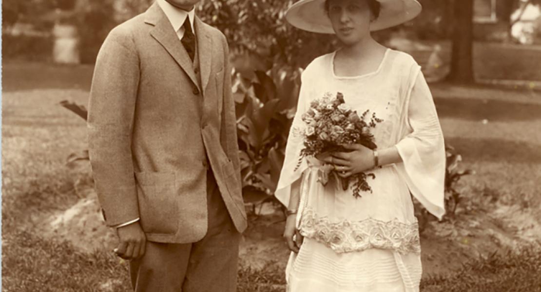 Harry S. Truman and Bess Wallace Truman on their wedding day, June 28, 1919. [Harry S. Truman Library and Museum, 73-1668]