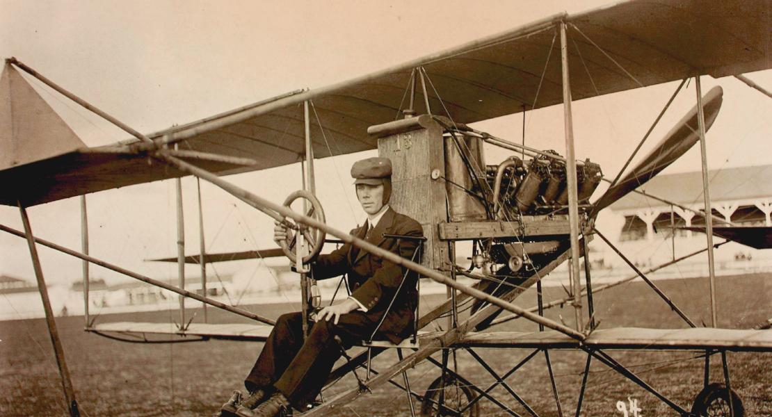 Hugh Robinson at an air show in Coronado, California. [Courtesy of the San Diego Space-Air Museum Archives]