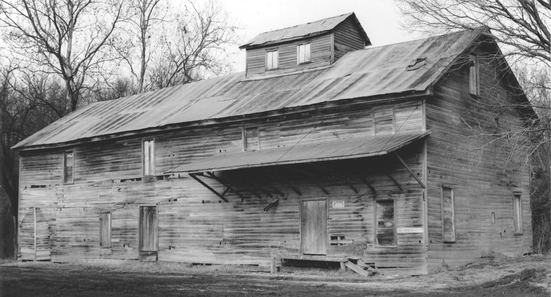 A view of Jolly Mill, circa 1950s. Photo by Charles Allonby. [State Historical Society of Missouri, Ralph W. Murphy Collection of Photographs, P0767-091]