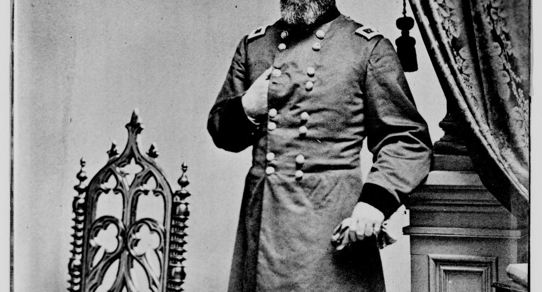 General James G. Blunt, in command of the First Division of the Army of the Border, pursued the retreating Confederate troops to Newtonia. [Library of Congress, Prints and Photographs Division, https://www.loc.gov/pictures/item/2018669676/]