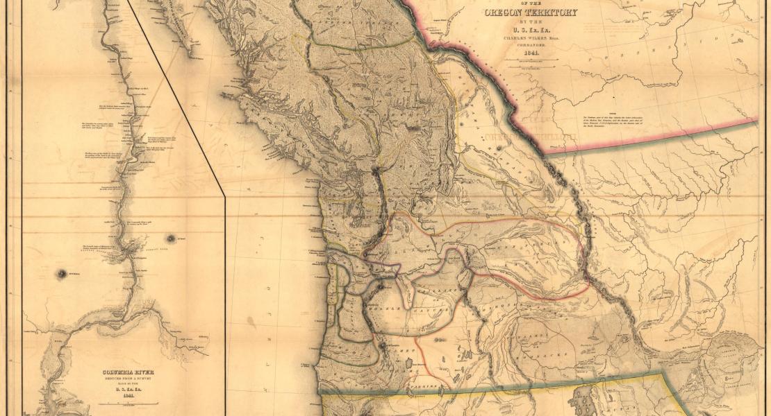 An 1841 map of the Oregon Territory. Burnett traveled the Oregon Trail from Missouri to settle there in 1843. [Library of Congress, Geography and Map Division]