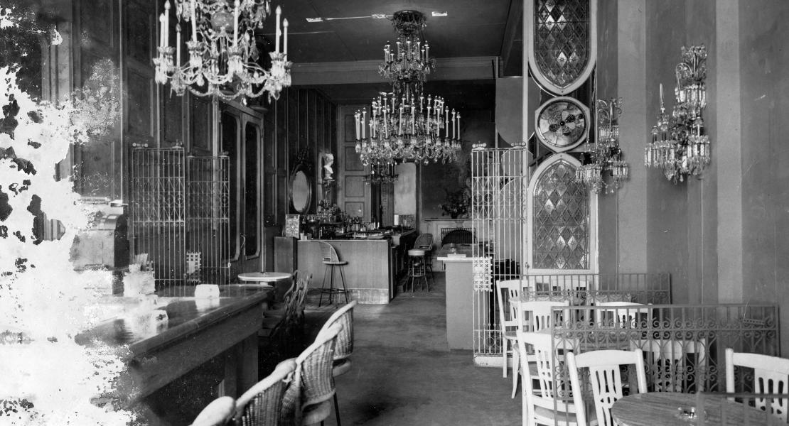 The interior of the Crystal Palace, no date. [State Historical Society of Missouri, Fran Landesman Papers, S0608]