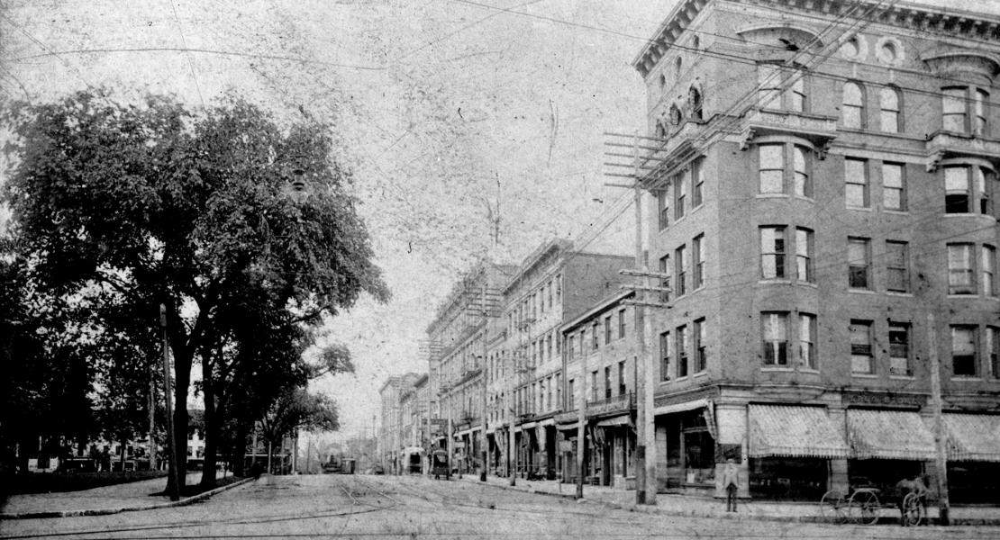 Fifth Street in Quincy, Illinois, in 1862, the year Martha Jane Tolton and her three children arrived after fleeing slavery in Missouri. [Illinois State Library Digital Archives, Quincy Area Historic Photo Collection, VIE_0168]