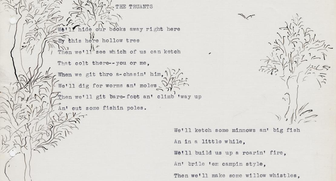 “The Truants,” poem and illustrations by Inez Parker Griggs, part 1. [State Historical Society of Missouri, Scott Family Papers, R0453]