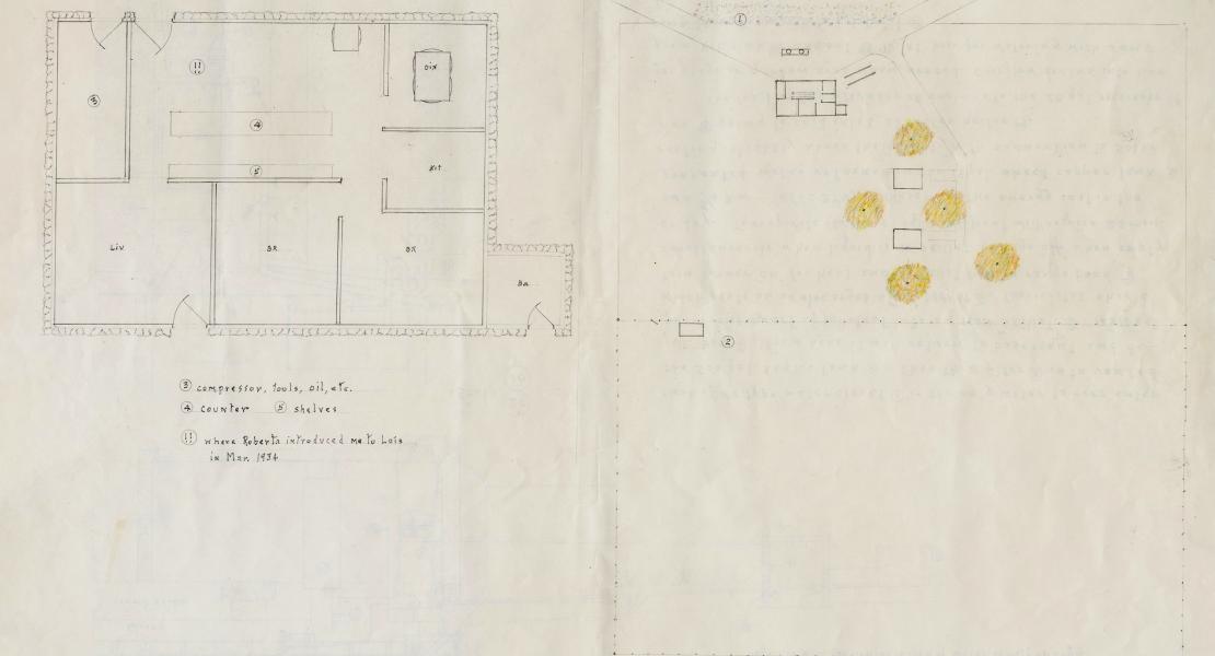 Architectural sketch of Morrow’s Station by Jennings Morrow. [State Historical Society of Missouri, Morrow and Skaggs Families Papers, R1520]