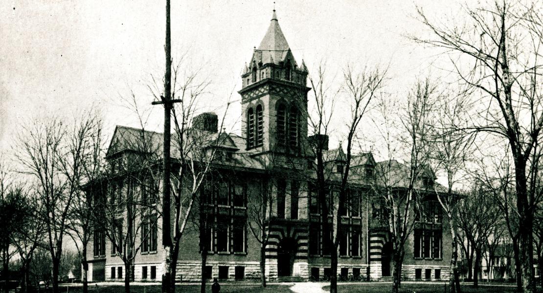 Central High School in Moberly. The Moberly school district was segregated until after the Brown v. Board of Education decision in 1954. [State Historical Society of Missouri, Missouri Postcard Collection, P0032-027600]