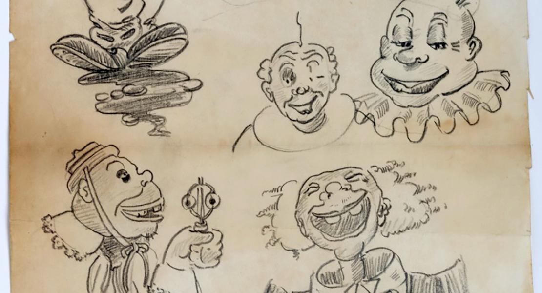 Banks created this pencil sketch for a local YMCA circus poster in 1934. [Missouri Historical Society, St. Louis, MHS Objects Collection, 2023-006-0003]