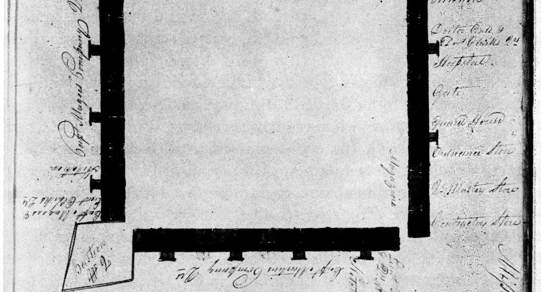 A diagram of Camp Martin, the Missouri River expedition’s advance camp on Cow Island (Leavenworth, Kansas). [Beinecke Rare Book and Manuscript Library, Yale University]
