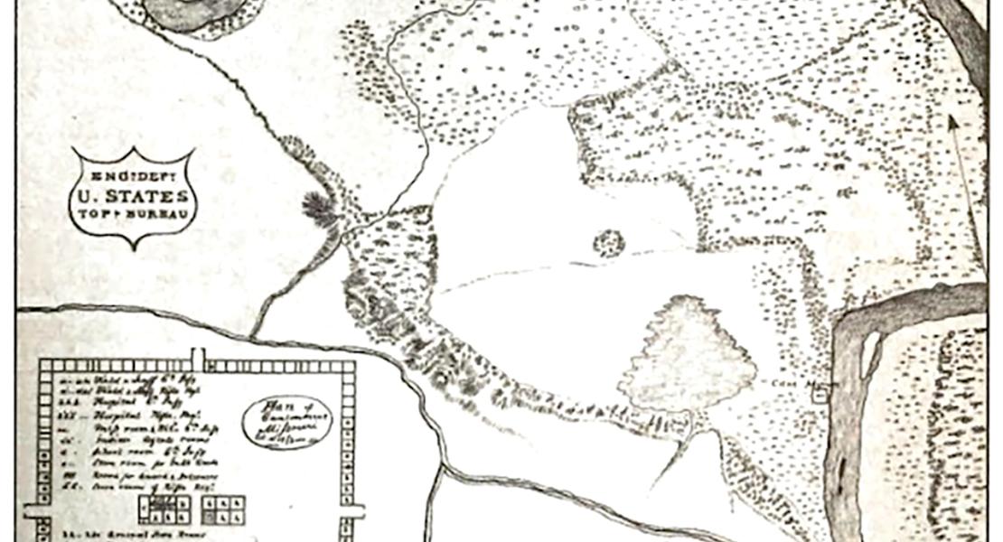 Camp Missouri, the Missouri River expedition’s main camp near Council Bluff. [National Archives and Records Administration]