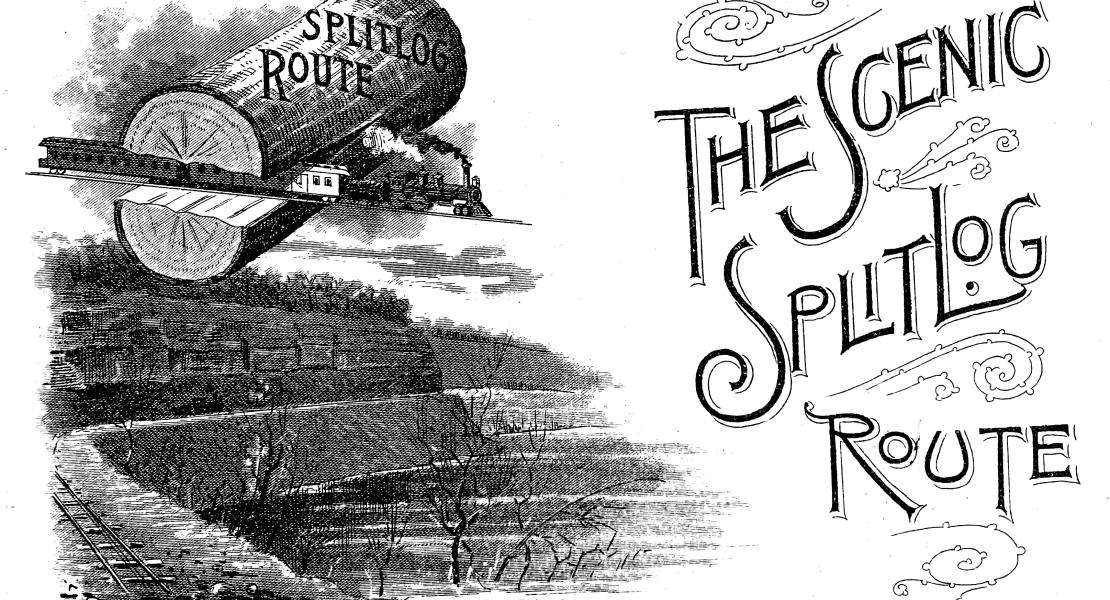 The logo for the Splitlog Road, from Prospectus for the Kansas City, Ft. Smith & Southern Railway Company (1891). [State Historical Society of Missouri, Missouri Railroad Records, C2358, f. 222]