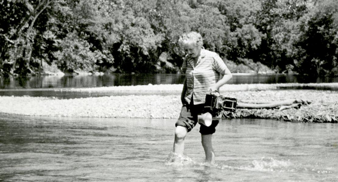 Betty Love was a longtime news photographer who accompanied Lucile Morris Upton on trips across the Ozarks. They published several Sunday features together. [State Historical Society of Missouri, Lucile Morris Upton Papers, C3869]