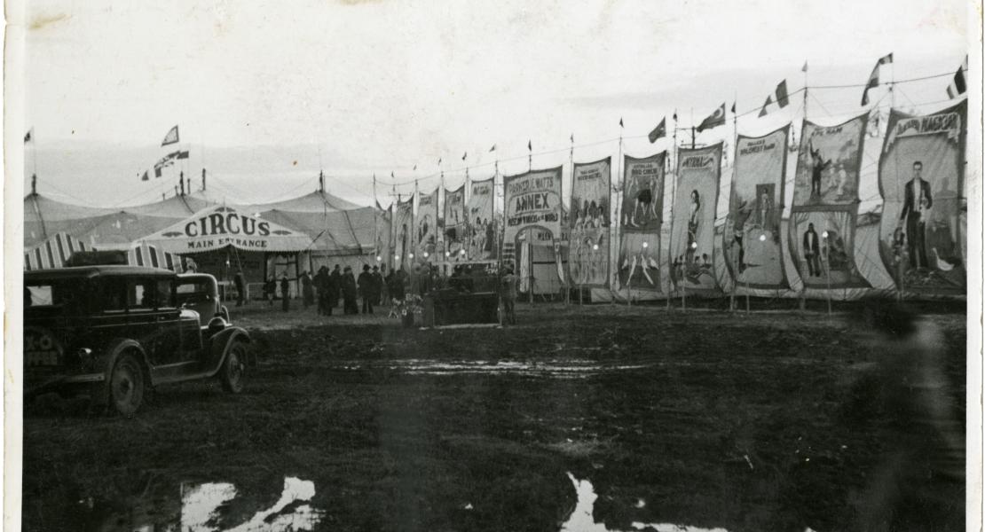 Parker and Watts Circus sideshow banners, date and location unknown.  [State Historical Society of Missouri, Parker and Watts Circus Records (C2307)]