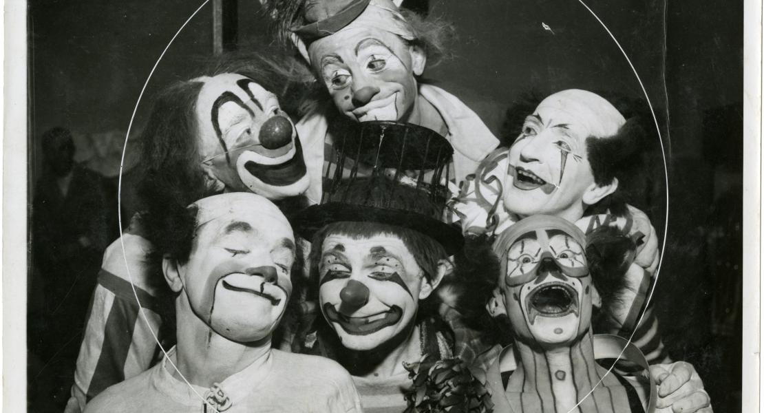 Parker and Watts Circus clowns, date and location unknown.   [State Historical Society of Missouri, Parker and Watts Circus Records (C2307)]