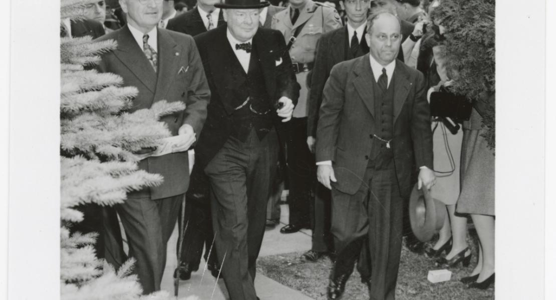 Truman with former British prime minister Winston Churchill during his visit to Westminster College in Fulton, Missouri, where Churchill delivered his famous “Iron Curtain” speech.  [Missouri Historical Society, St. Louis, P0095-00010]