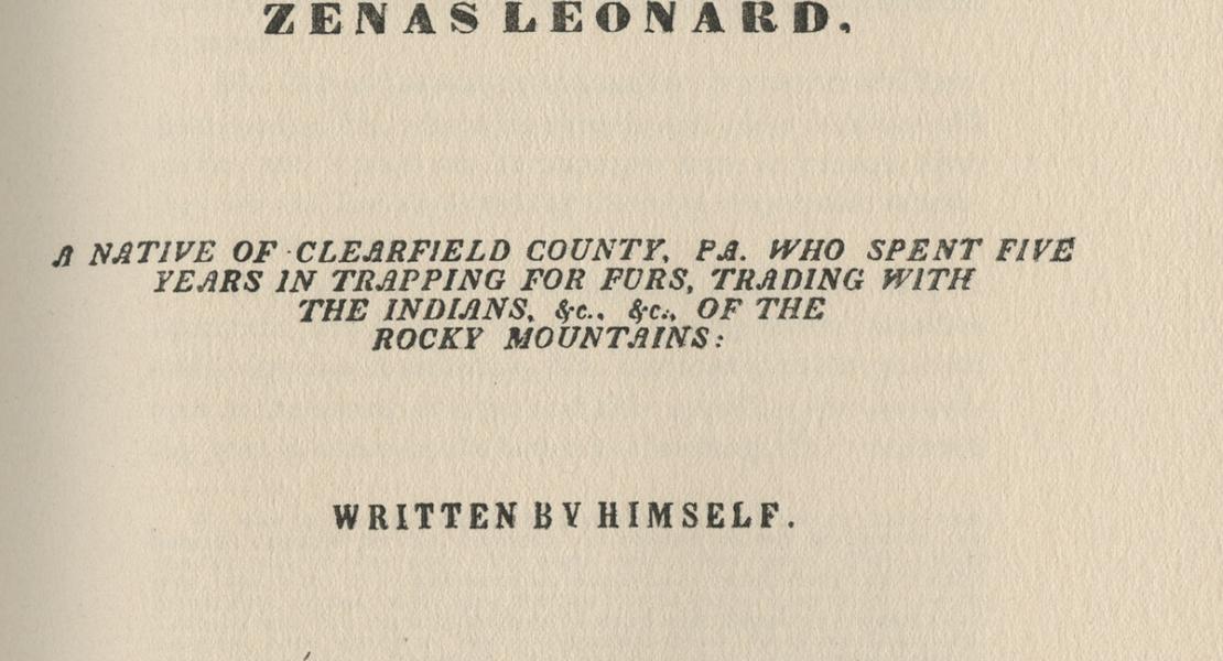 A facsimile of the title page in the first edition of Zenon Leonard’s narrative about his experiences. [Adventures of Zenon Leonard (Cleveland: Burrows Brothers Co., 1904)]