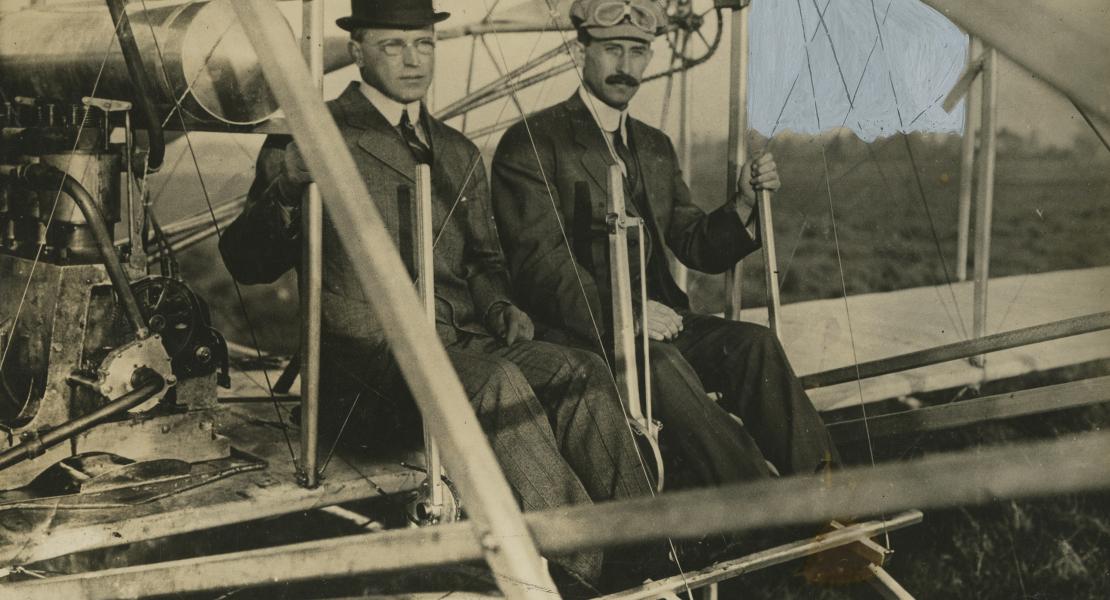 Albert Bond Lambert with Orville Wright in St. Louis, circa 1910. [Missouri Historical Society, St. Louis, Photographs and Prints Collection, P0059-00002]