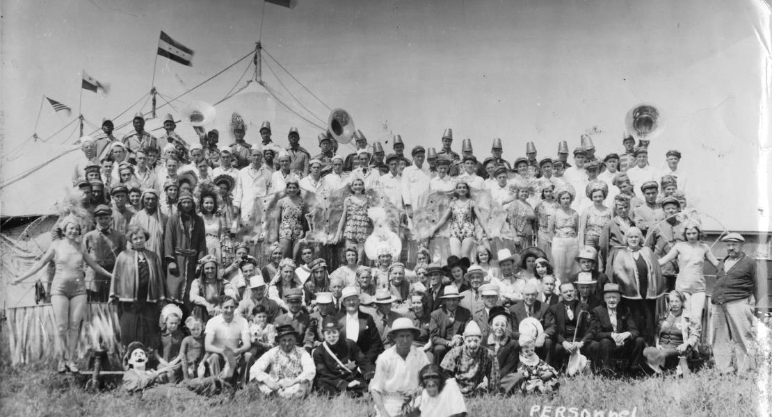 Performers and personnel of the Parker and Watts Circus in 1939. [State Historical Society of Missouri, Parker and Watts Circus Records (C2307)]